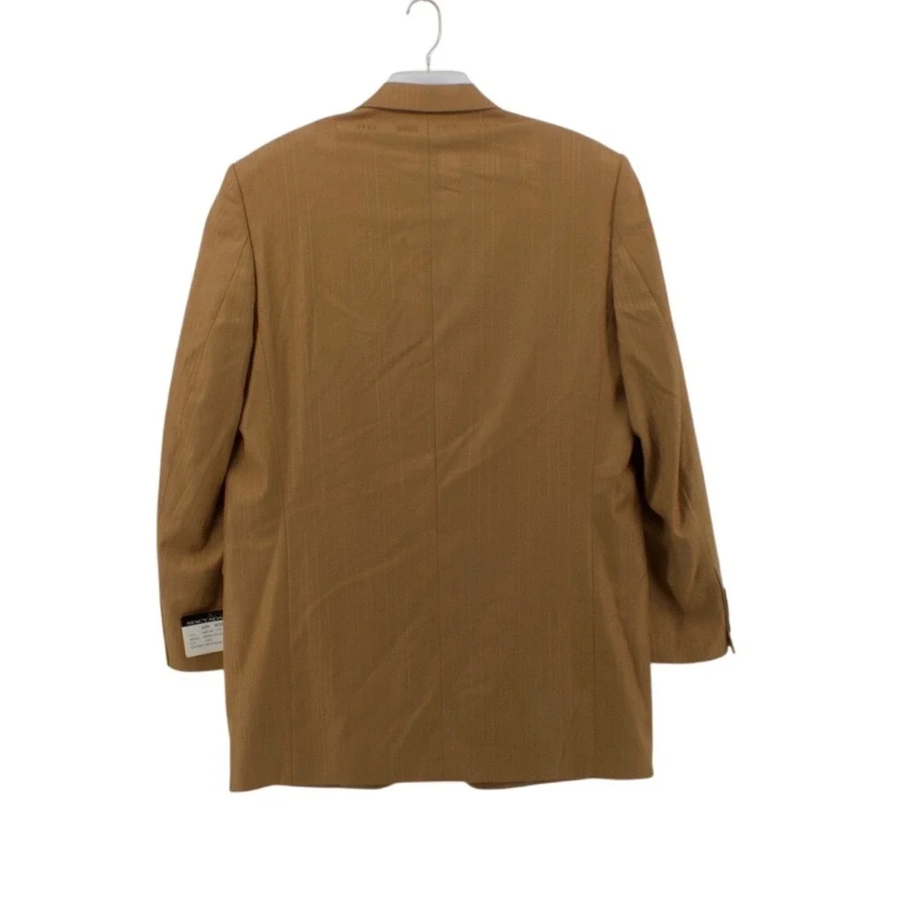 Stacy AdamsMens 40R W33 Blazer Jacket Tan Brown Pinstripe Two Button Business